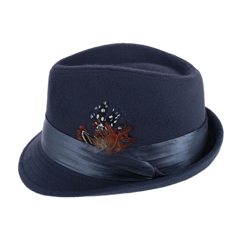 Kenny K Men's Dressy Faux Felt Fedora with Feather, 2 of 5