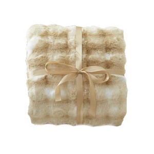 Itopfox Faux Fur Throw Blanket for Couch, Decorative Tie-Dye Plush Bubble Blanket - Super Soft & Cozy Fluffy Faux Rabbit Fur Blanket for Women Gift - 1 of 4