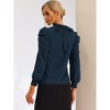 Allegra K Women's Elegant Mock Neck Tie Back Puff Sleeve Office Blouses - 3 of 4