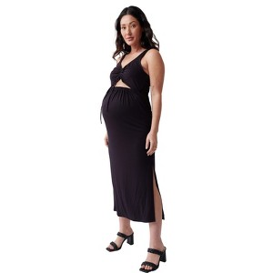 Ingrid & Isabel Maternity Sleeveless Peekaboo Maxi Dress Black Size XL - 1 of 4