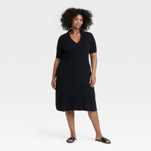 Women's Short Sleeve Ribbed Midi Sweater Dress - Ava & Viv™ - 1 of 3