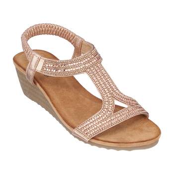 GC Shoes Coretta Embellished Slingback Wedge Sandals