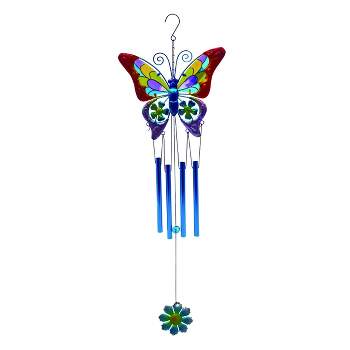 Transpac Metal 29.5 in. Multicolored Butterfly Wind Chime