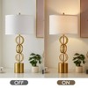 GTCLIGHTING Modern Gold Table Lamp for Living Room,32" Metal Round Bedside Lamps with White Fabric Shade for Bedroom End Table Nightstand - 3 of 4