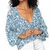 Women's Geo Print Bishop Long Sleeve Split Neck Blouse - LOVESTITCH - 2 of 4