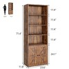 Acekool 71" Tall Farmhouse 6-Tier Bookshelf with Drawer, Wood & Metal Narrow Storage Organizer, Industrial Style Display Shelf - 2 of 4