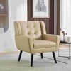 CAVINAS Linen/Velvet/Teddy/Leather Upholstered Accent Chair with Black Legs,Modern Upholstered Armchair with Wood Frame for Living Room - 2 of 4