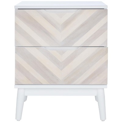 Tay 2 Drawer Patterned Nightstand - White Washed - Safavieh
