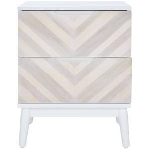 Tay 2 Drawer Patterned Nightstand - White Washed - Safavieh - 1 of 4