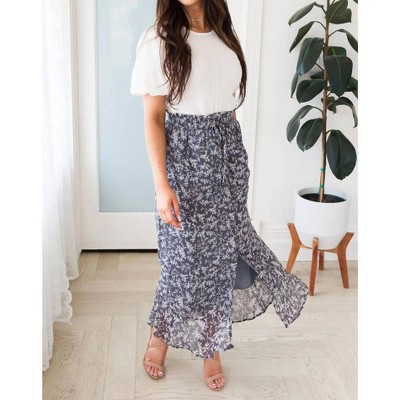 Women's Button Front Maxi Skirt - Mikarose