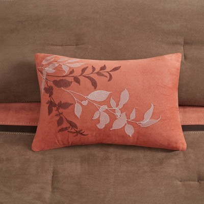 Queen Coral and Brown Microfiber Reversible Comforter Set