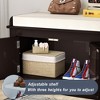 42.7″ Storage Bench w/4 Doors and Adjustable Shelves,ShoeBench w/Removable Cushion & Seating for Entryway Living Room,White - 4 of 4
