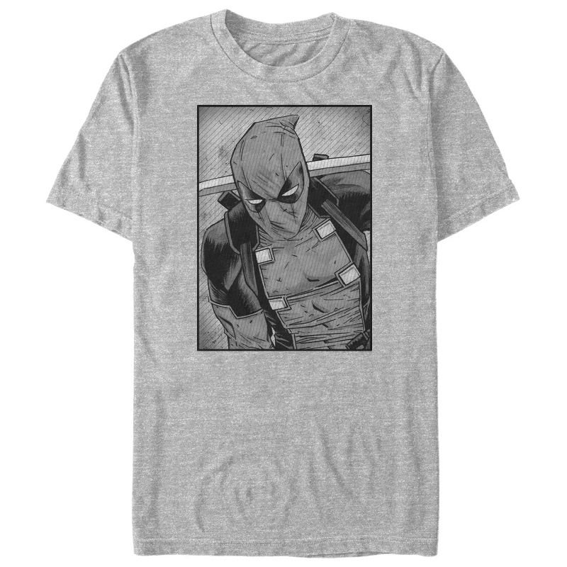 Men's Marvel Deadpool Classic Grey GrayscalePose T-Shirt, 1 of 5