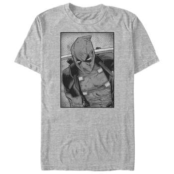 Men's Marvel Deadpool Classic Grey GrayscalePose T-Shirt