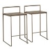 Fuji Industrial Stackable Counter Stool in Antique with an Espresso Wood-Pressed Grain Bamboo Seat by LumiSource - Set of 2 - 3 of 4