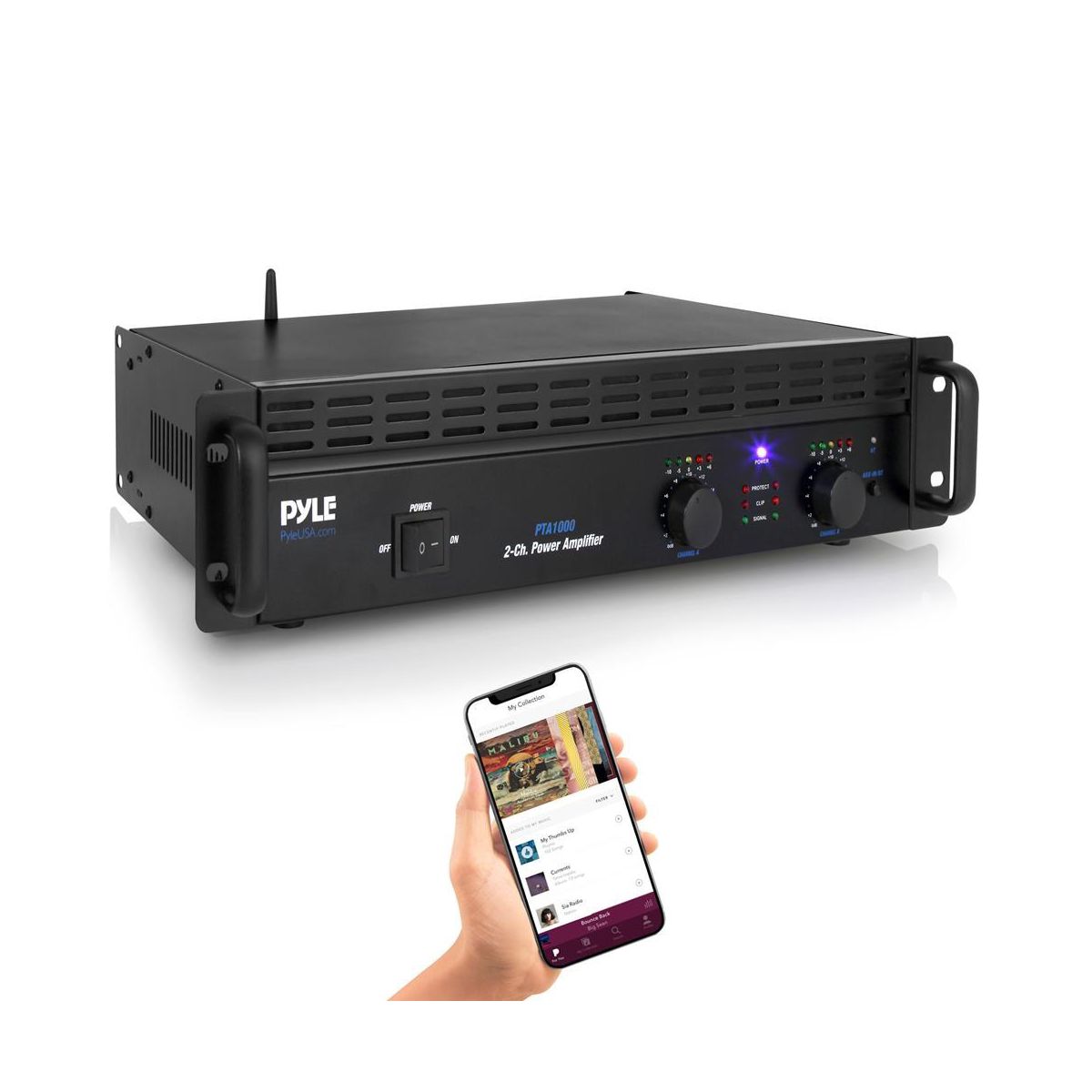 Bluetooth Power Amplifier for Streaming with Dual Speakers, All Devices Compatible, Wireless, Compact Design