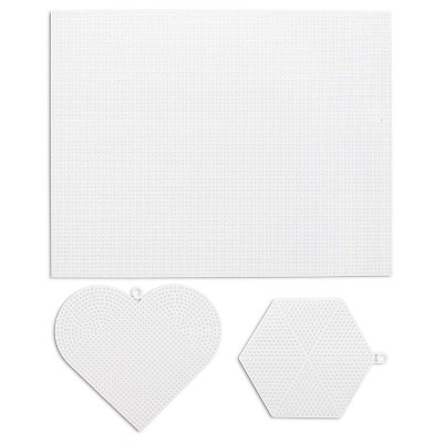 Juvale Set of 26 Plastic Canvas Square, Heart & Hexagon Shaped Needlepoint for DIY Crafts