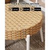 3 Pieces Patio Wicker Set, Outdoor Rattan Set with Bistro Chair and Tempered Glass Roundtop Table, All Weather Patio Bistro Set (Brown & White) - 4 of 4