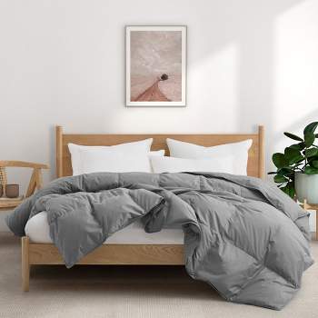 Puredown Organic Cotton Down Feather Comforter Duvet Insert, Gray