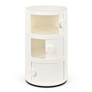 Haitral 3 Drawer Barrel Nightstand White - 1 of 4