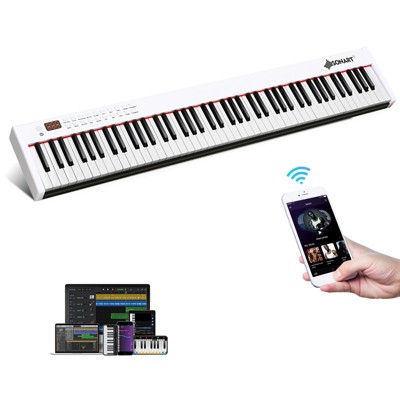 Safstar Full Size 88-Key Piano Keyboard, Semi-weighted Digital Piano w/2 Speakers White