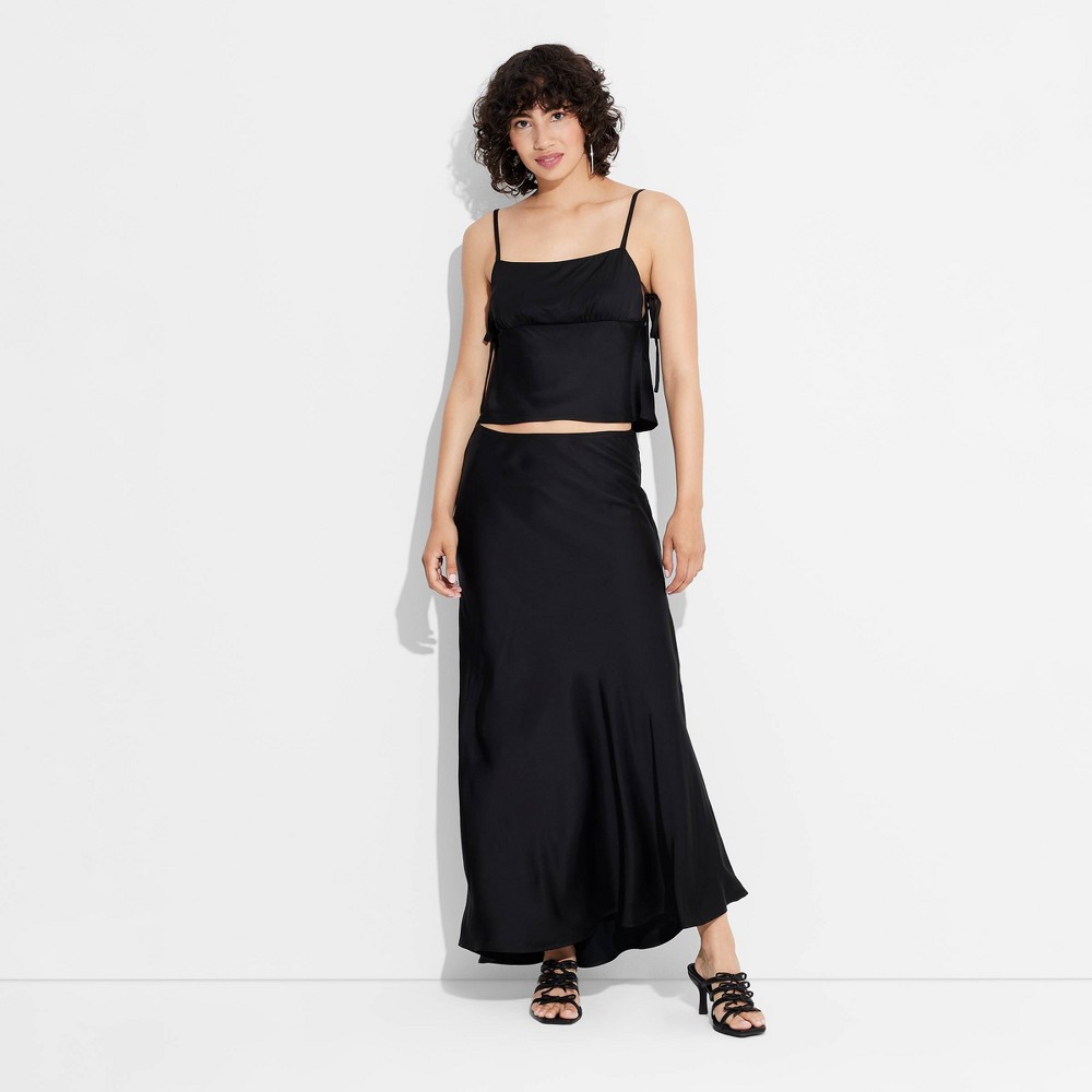 Women's Satin Trumpet Maxi Skirt - Wild Fable™ Black M