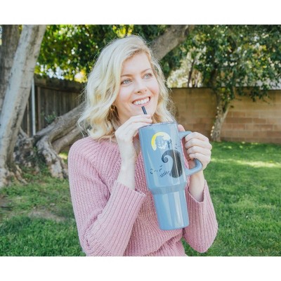 Gray and Black Stainless Steel Travel Tumbler with Handle