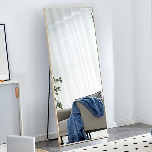 PAGED Rectangle Full Length Mirror,Leaning Floor Full Body Mirror with Solid Wood Frame,Suitable for Bedroom or Cloakroom - 1 of 4