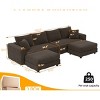 102.4 Inch Convertible Lounge Sofa with 2 Ottomans, 4-Seat Cloud Couch with Cushions, Corduroy Lounge Sofa with Wood Frame-Coolbibila - 4 of 4