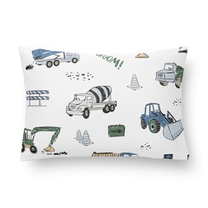 Sweet Jojo Designs Boy Mini Pillow with Pillowcase 12 x 8 in. Construction Truck Green Blue and White - 1 of 4