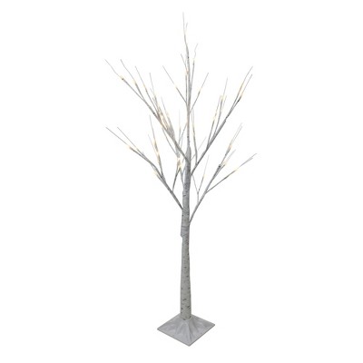 4' White LED Lighted Birch Tree Outdoor Decoration