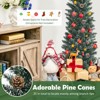 Tangkula 5/6/7FT Slim Pencil Tree Snowy Artificial Christmas Tree with 214/267/351 PVC Branch Tips & 25/31/41 Pine Cones Full Holiday Decoration Tree for Xmas - 4 of 4
