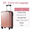 SEVOBAL Luggage Hardshell Luggage, Lightweight Durable ABS Suitcase with TSA Lock, 20 Inch Travel Carry On Luggage, Pink, 13.6"*8.3"*21.5" - 4 of 4