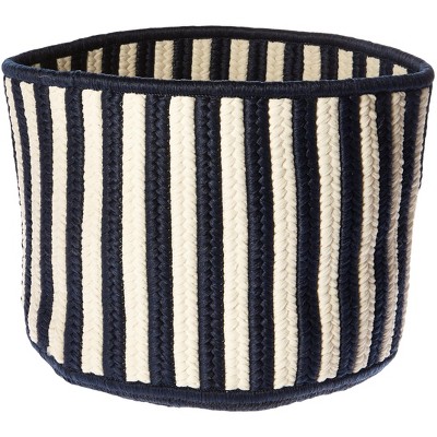 Colonial Mills Baja Stripe Basket - Navy 14"x14"x12"  100% Polypropylene Round