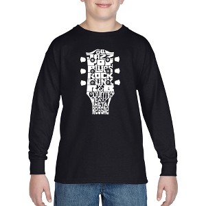 LA Pop Art Boy's Word Art Long Sleeve - Guitar Head Music Genres - 1 of 4