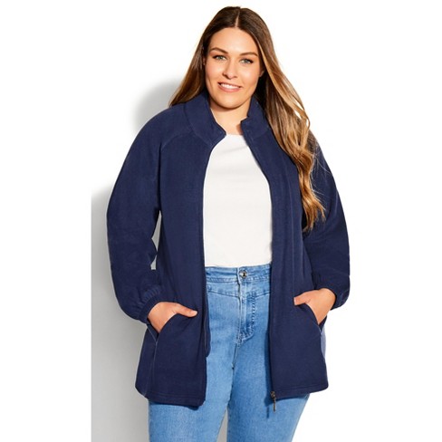 Avenue | Women's Plus Size Polar Fleece Zip Jacket - Navy - 26w