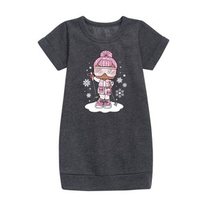 Girls' - Lol Surprise! - Snowbunny And Snowflakes Graphic Short Sleeve Fleece Dress - 1 of 3