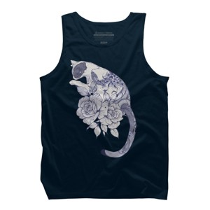 Men's Design By Humans Cat Snake Flowers Tattoo By jess1586 Tank Top - 1 of 3