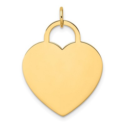 Black Bow Jewelry 14k Yellow Gold Engravable Heart Disc Charm or Pendant, 22mm