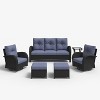 LayinSun Outdoor Patio Furniture Set, Black Rattan Wicker Sectional Swivel Rocker Chairs Sets - 2 of 4
