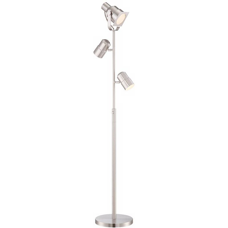 Possini Euro Design Nuovo Modern Tree Floor Lamp 70" Tall Brushed Nickel 3 Light Adjustable Heads for Living Room Reading Bedroom Office House Home, 1 of 10