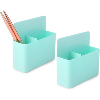 Okuna Outpost 2 Pack Magnetic Pen Cup & Holders for Refrigerator, Locker & Whiteboard, Mint, 4.6 x 5 in