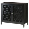 ORRD Black Console Table with Glass Doors & Shelf - Entryway Table with Wood Tapered Legs for Living Room - 2 of 4