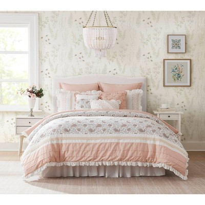 Blush Cotton California King 9-Piece Reversible Comforter Set
