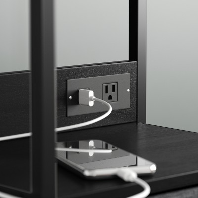 Charcoal Black 3-Drawer Nightstand with USB Charging Station