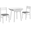 Monarch Specialties Dining Table Set 3pcs Set Small 35 inch Drop Leaf Kitchen White Metal And Laminate Grey Fabric Contemporary Modern - 2 of 4