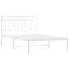 vidaXL Modern Steel Bed Frame - Robust Construction, Timeless headboard Design, White - 3 of 4