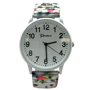 Olivia Pratt Big Dial Easy Reader Watch Abstract Elastic Stretch Band Wristwatch Women Watch - 1 of 3