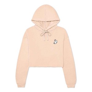 Dalix Heartly Ghost Embroidered Fleece Cropped Hoodie Cold Fall Winter Women - 1 of 4