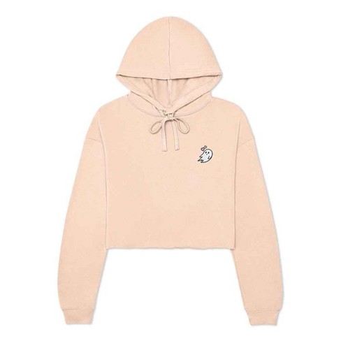 Dalix Heartly Ghost Embroidered Fleece Cropped Hoodie Cold Fall Winter Women In Peach Xl X large Target
